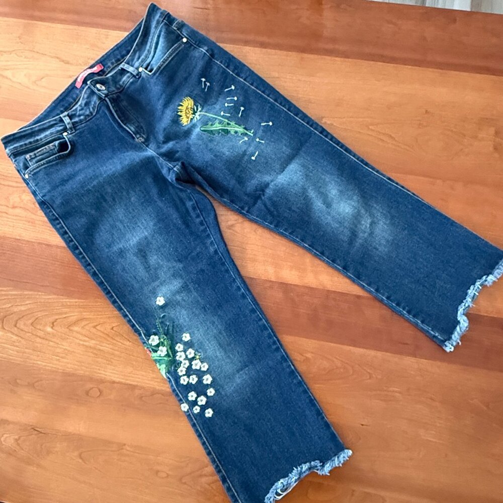 MARINA SPORT by MARINA RINALDI | Emroidered Boyfriend Plus-Sized Jeans